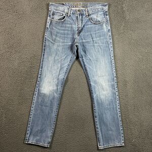 American Eagle Jeans Mens 31x32 Blue Slim Straight Medium Wash Whisker Fading